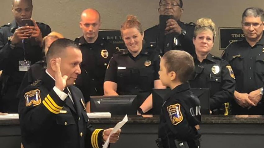 6-year-old Abigail Arias sworn in as honorary police officer in Freeport, Texas