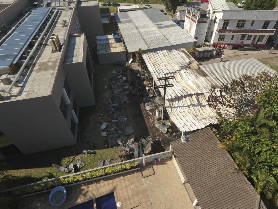 An aerial view shows Flamengo's training complex where an early morning fire left 10 people dead.