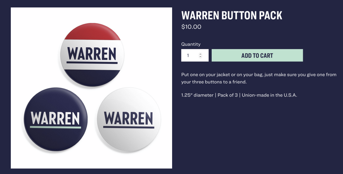 Warren campaign buttons