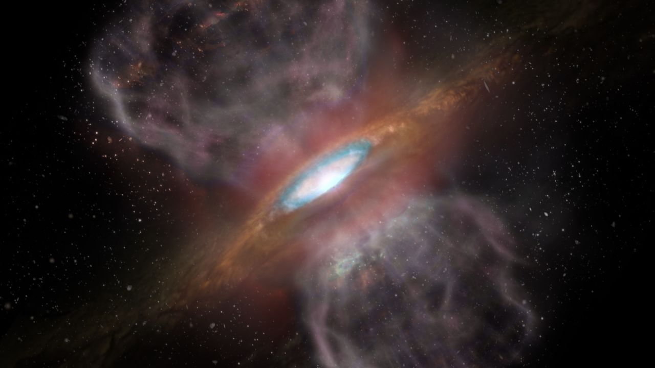 This is an artist's impression of Orion Source I, a young, massive star about 1,500 light-years away.