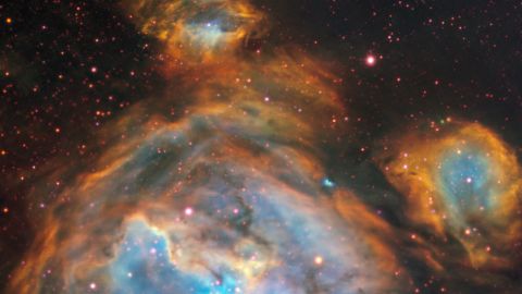 A dazzling region of newly forming stars in the Large Magellanic Cloud.