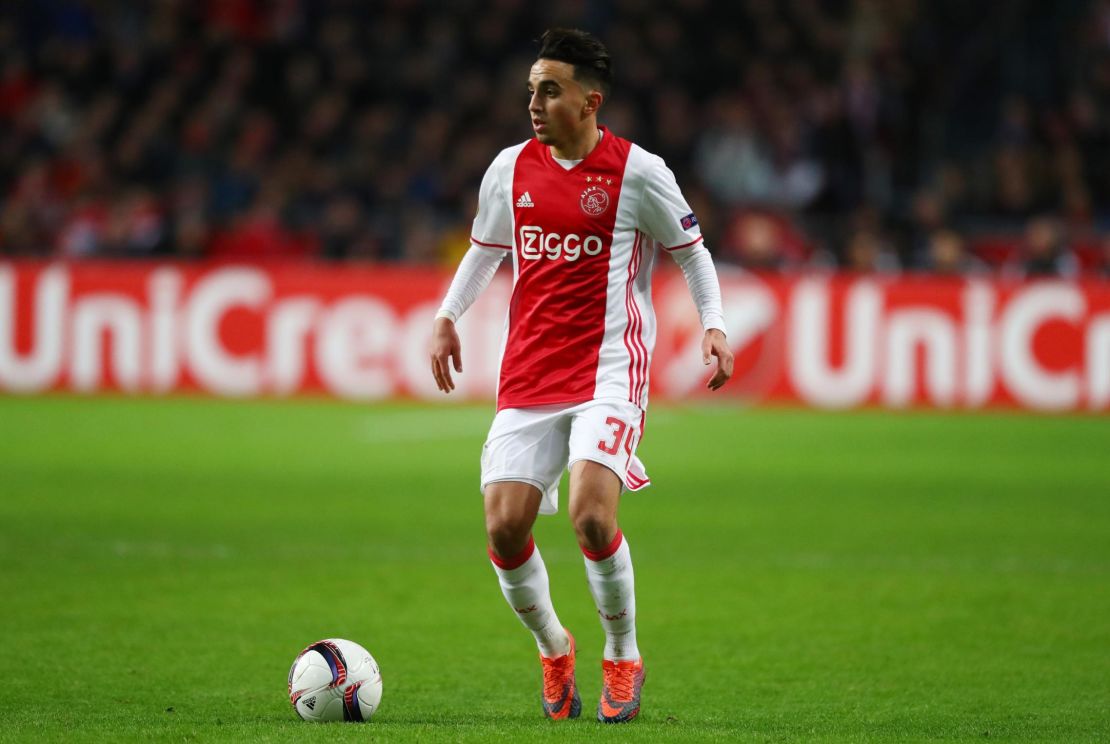 Abdelhak Nouri of Ajax in action during a UEFA Europa League match in 2016.