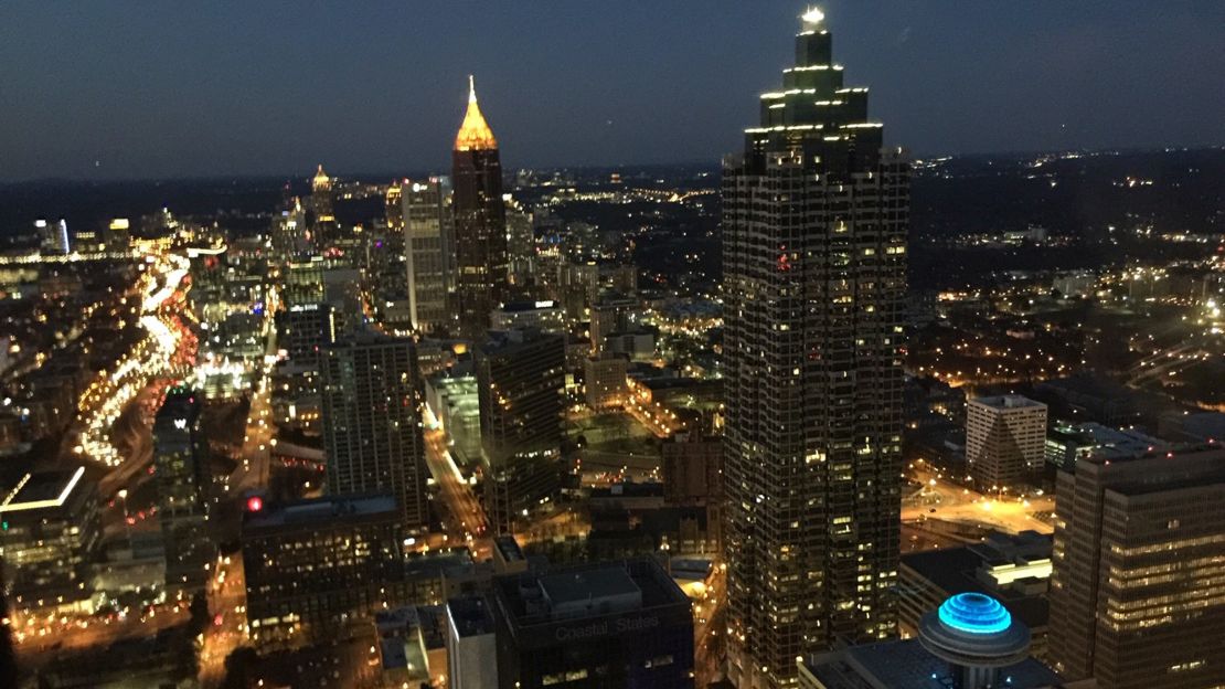 A nighttime view of Atlanta, looking toward Midtown, from the Westin hotel. Turn where you live into a "vacation" spot.