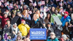 Sen. Elizabeth Warren (D-MA), announces her official bid for President on February 9, 2019 in Lawrence, Massachusetts. Warren announced today that she was launching her 2020 presidential campaign.