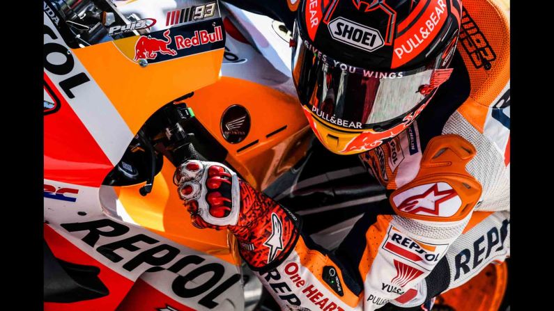 Marc Marquez takes a corner during MotoGP testing in Sepang, Malaysia, on Thursday, February 7. The season starts next month.