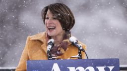 Sen. Amy Klobuchar (D-MN) announces her presidential bid in front of a crowd gathered at Boom Island Park on February 10, 2019 in Minneapolis, Minnesota. Klobuchar joins a crowded field of Democrats vying for the 2020 nomination.