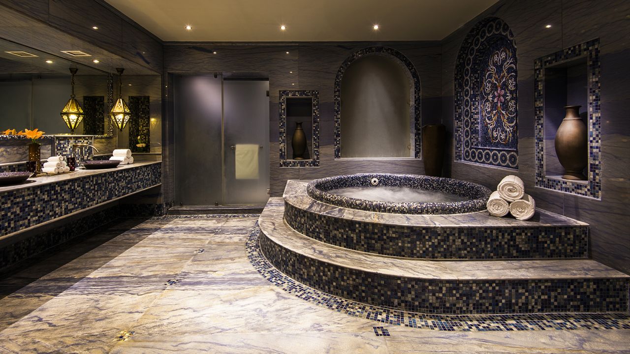 Do a few laps in the generously proportioned bathroom.