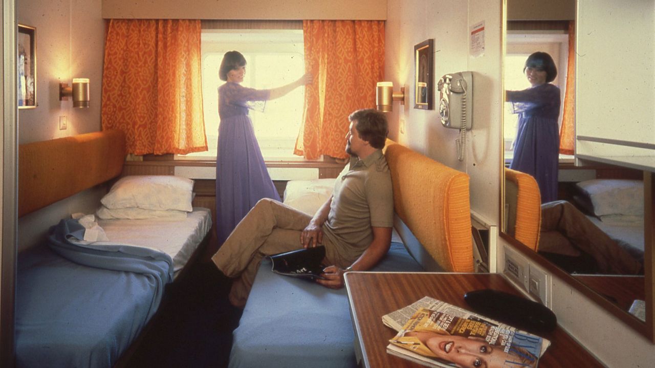Is this snapshot of a cruise ship cabin the most 1970s image ever?
