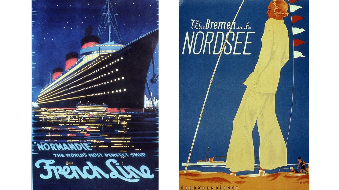 Vintage posters in the book capture the romance of cruise travel.