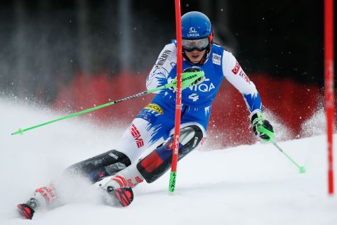 Petra Vlhova in action at the women's slalom in Semmering, Austria.
