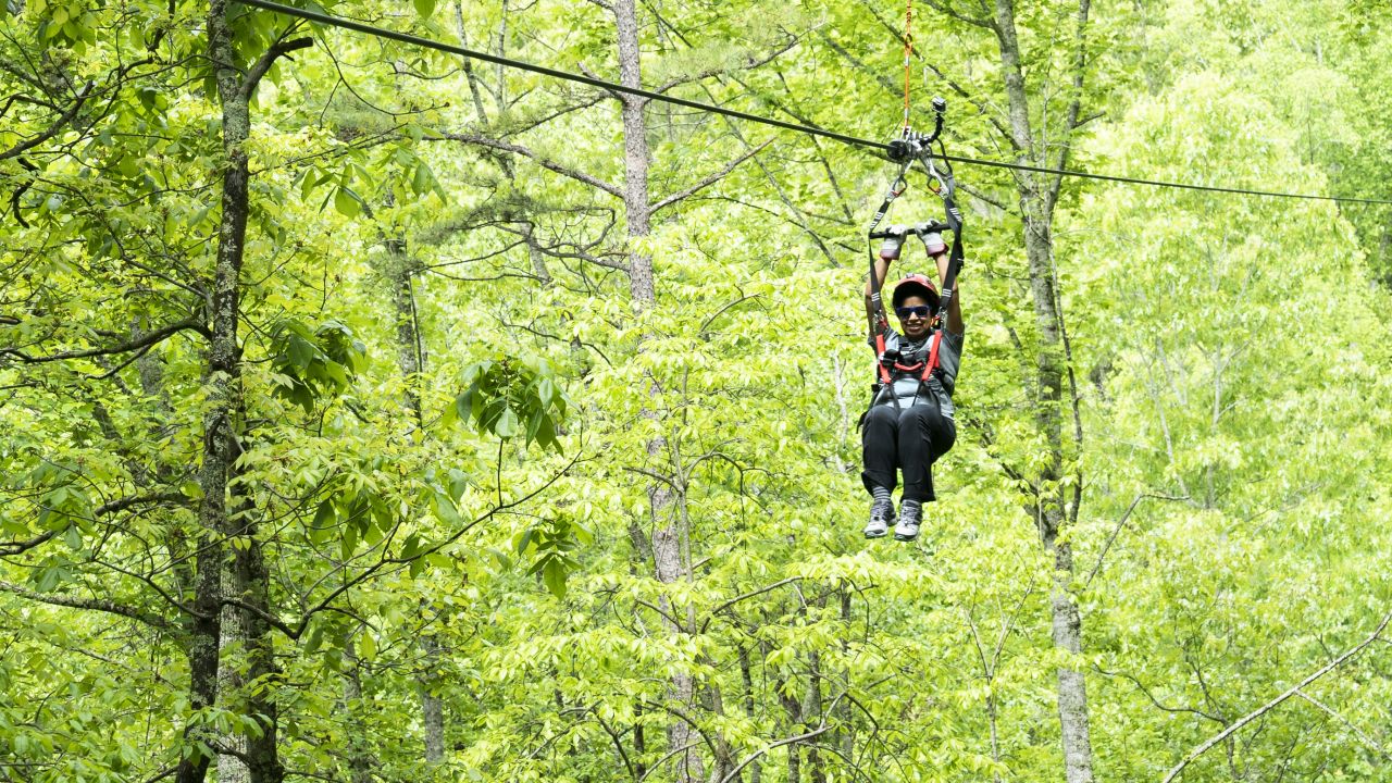 Lisa White zipped above the trees at Navitat.
