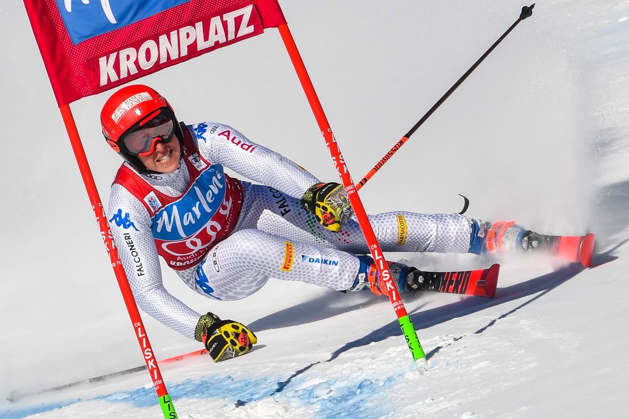 Italy's Federica Brignone competes in the women's giant slalom at Kronplatz.