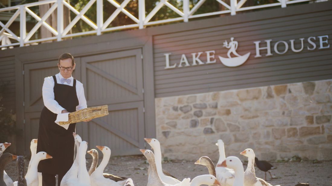 <strong>Feeding geese: </strong>Lake House has pioneered Australian regional dining, celebrating seasonal hyper-local produce, much of which comes from the Lake House property and farm.