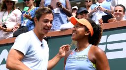 INDIAN WELLS, CA - MARCH 18:  Naomi Osaka of Japan celebrates her victory in the WTA final over Daria Kasatkina of Russia with her coach Sascha Bajin during the BNP Paribas Open at the Indian Wells Tennis Garden on March 18, 2018 in Indian Wells, California.  (Photo by Harry How/Getty Images)