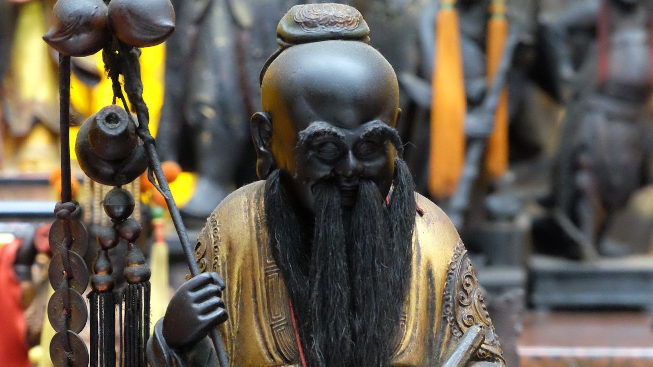 A statue of "The Old Man under the Moon" or "The Matchmaker" is seen at the Xia Hai City God temple in Taipei on February 12, 2014. "The Matchmaker" or "The Old Man under the Moon" is the Deity of love and marriage in Chinese mythology. With Valentine's day on February 14, the Taiwanese believe the Matchmaker can help people find love soon after praying. AFP PHOTO / Sam Yeh        (Photo credit should read SAM YEH/AFP/Getty Images)