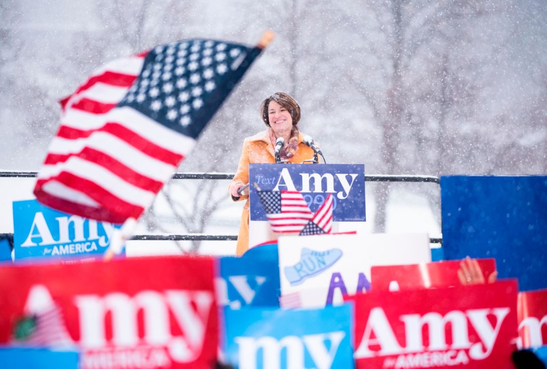 Sen. Amy Klobuchar (D-MN) announces her 2020 presidential bid on February 10, 2019 in Minneapolis, Minnesota.