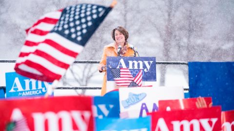 Sen. Amy Klobuchar (D-MN) announces her 2020 presidential bid on February 10, 2019 in Minneapolis, Minnesota.