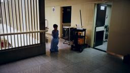 A child stands in the corridor of the Domingo Luciani Hospital in Caracas. 