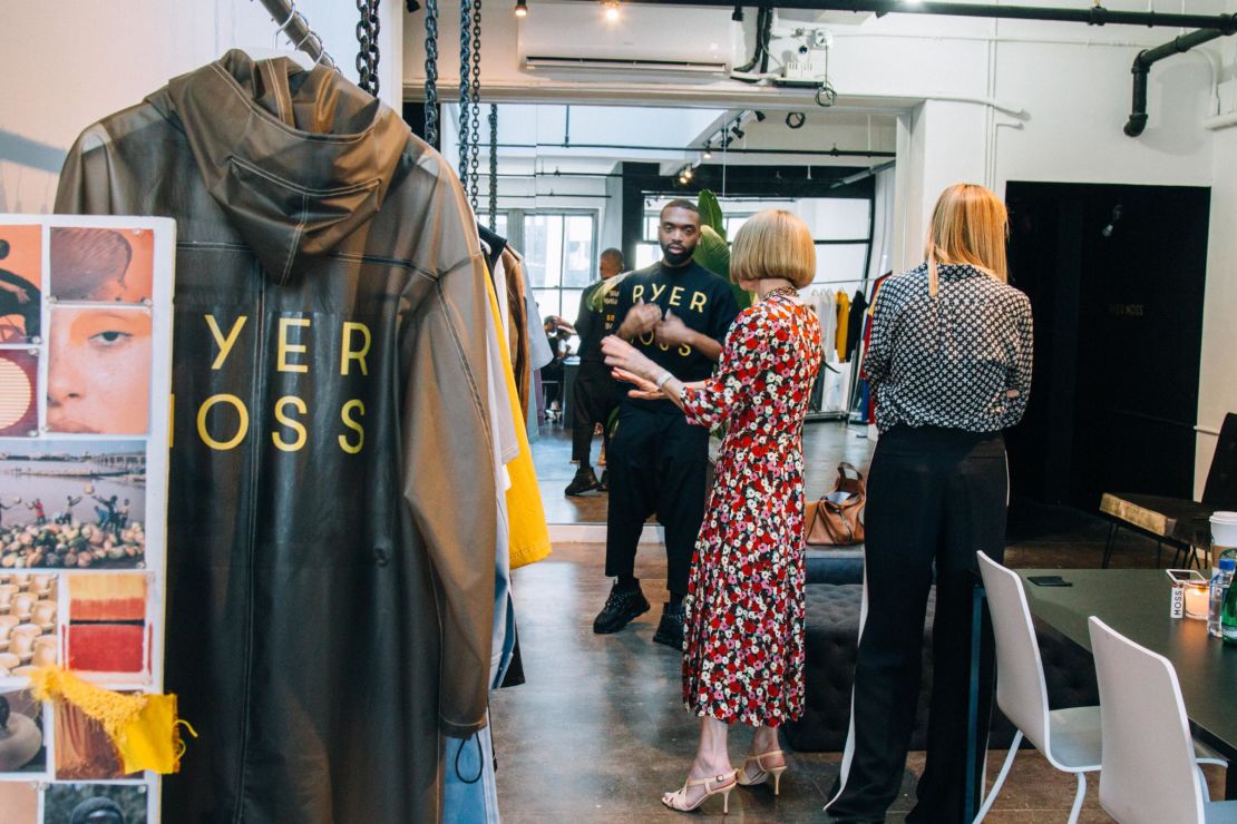 Kerby Jean-Raymond and Anna Wintour at Pyer Moss' studio in Manhattan.