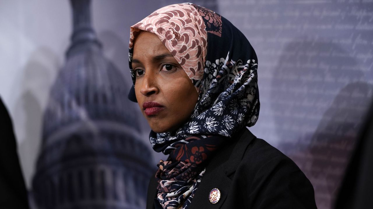 U.S. Rep. Ilhan Omar (D-MN)  listens during a news conference on prescription drugs January 10, 2019 at the Capitol in Washington, DC. Congressional Democrats held a news conference to introduce a legislative package "that would drastically reduce prescription drug prices in the United States." (Photo by Alex Wong/Getty Images)