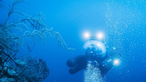 The Stingray 500 Submarine on the edge of Lighthouse Reef