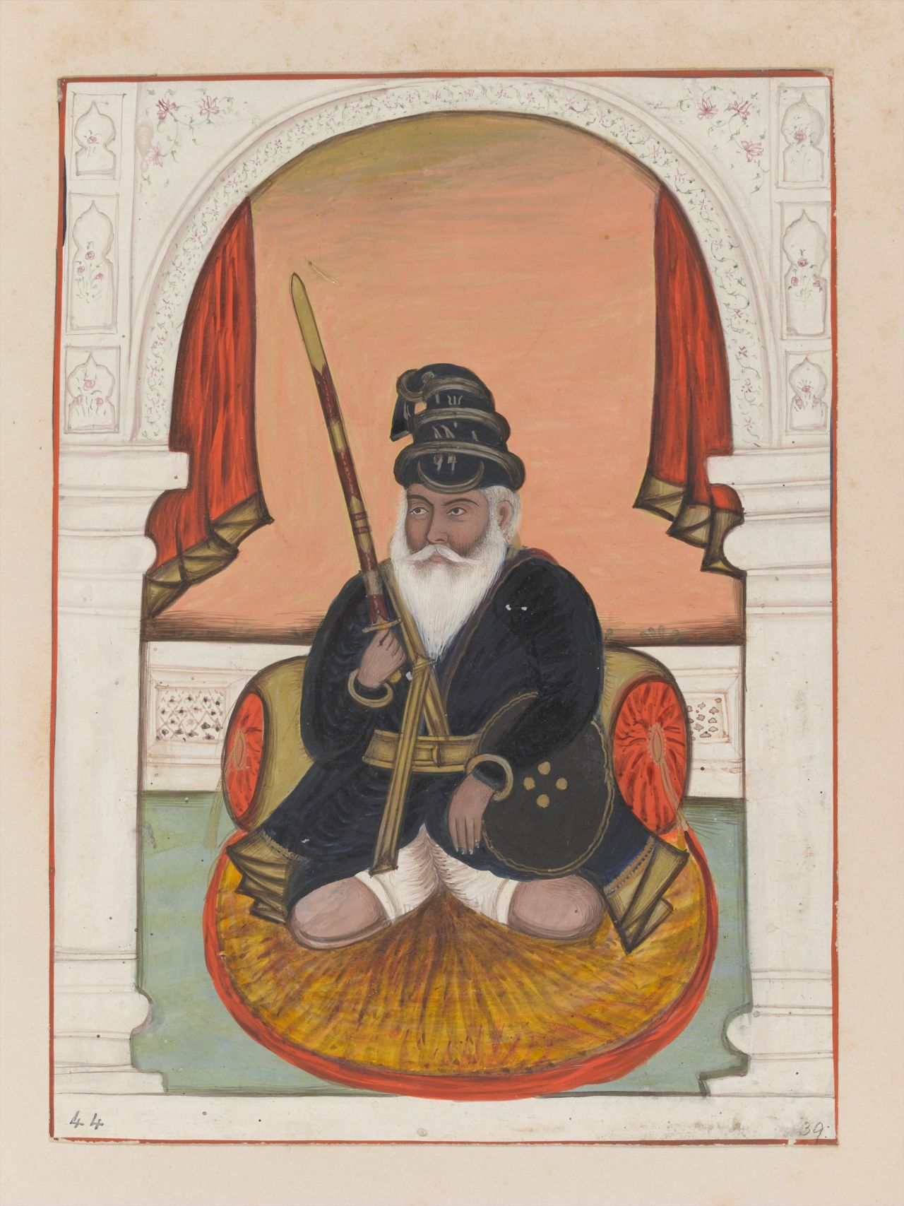 Sikh warrior and political leader Akali Nutha Singh depicted wearing a style of turban known as "dastar bunga" -- or "towering fortress."