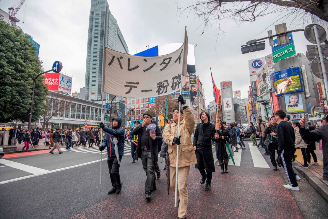 RAUP gathered to shout anti-Valentine's day slogans in Tokyo, Japan.