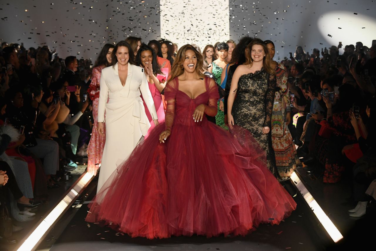 Actress Laverne Cox sashayed down the runway for 11 Honoré, an e-commerce website dedicated to sizes 10 to 20-plus.