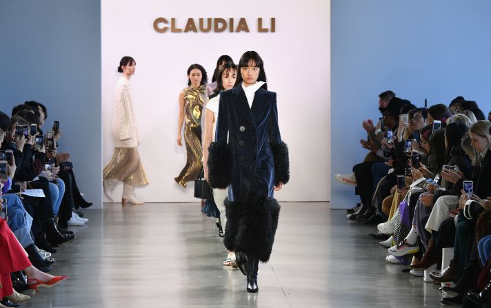 For the second season in a row, designer Claudia Li cast only Asian models for her show. The collection was inspired by her New Zealand roots.