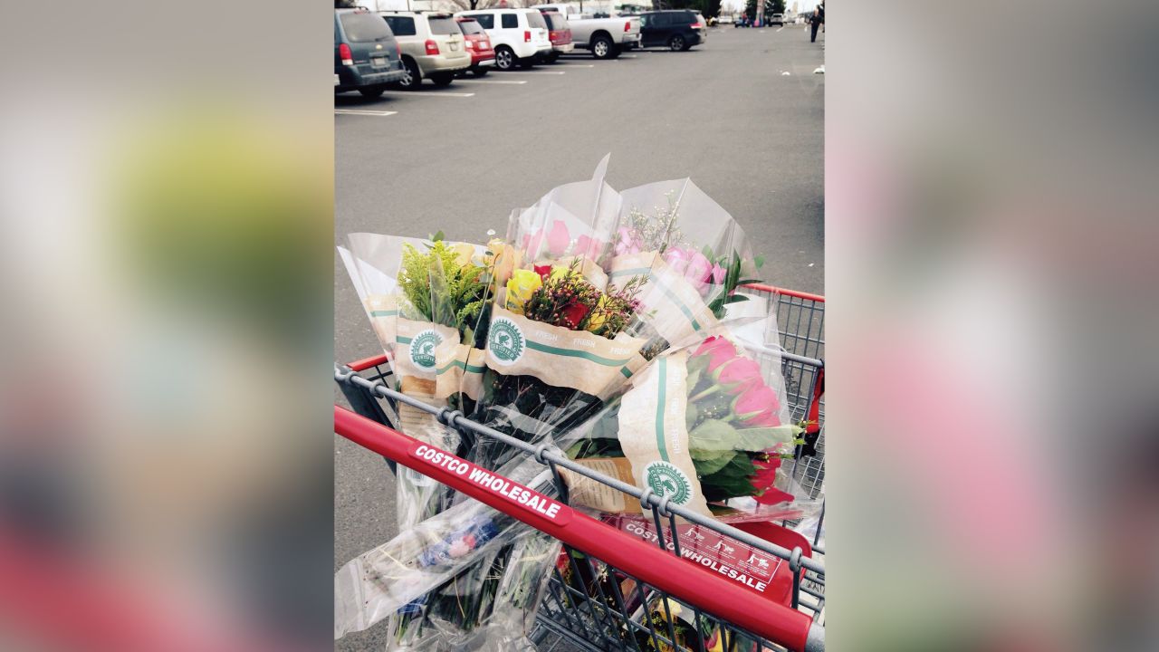 A cart full of roses ready to be delivered. Stewart says they will be delivering over 550 this year.
