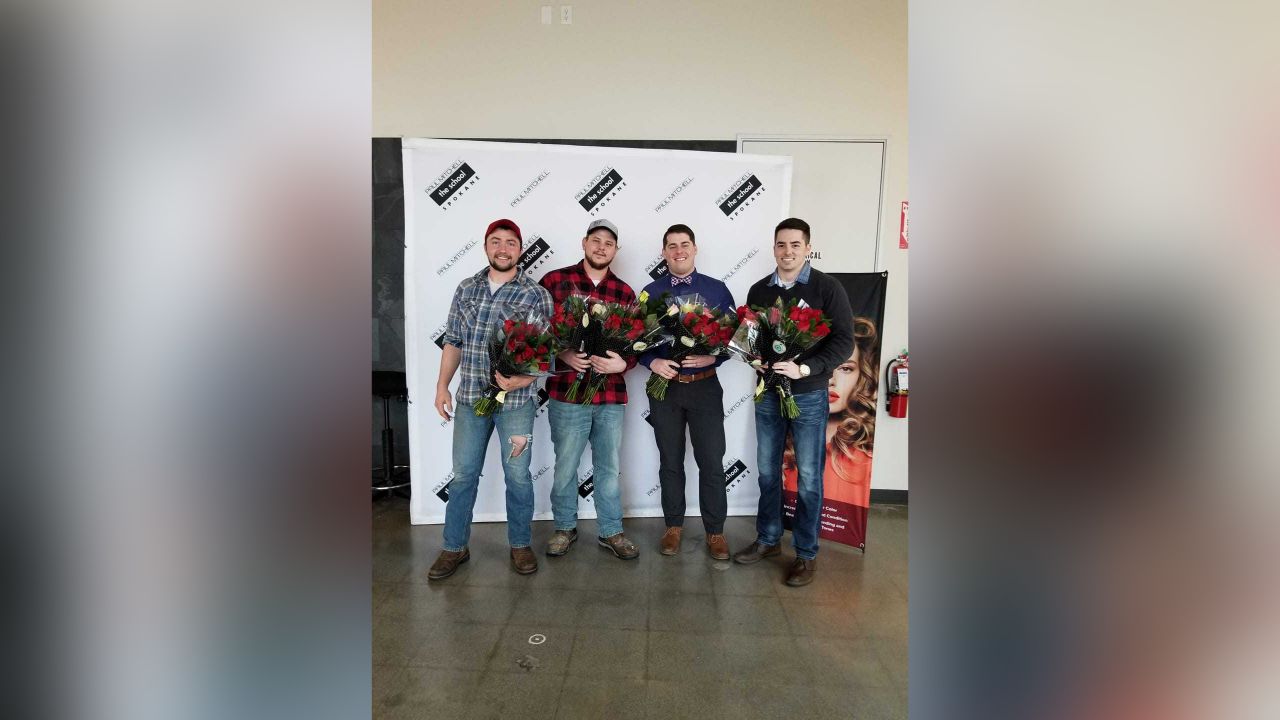 Seth Stewart and his friends who helped him deliver roses in 2018. 