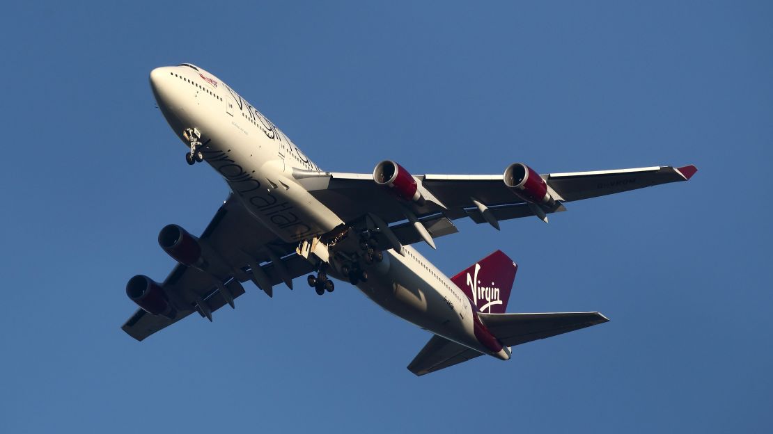 A Virgin Atlantic Boeing 747 prepares to land at London Gatwick.