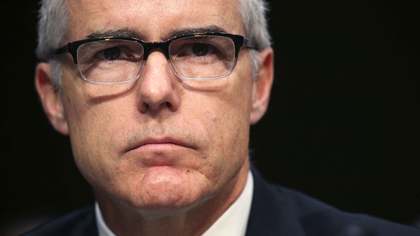 WASHINGTON, DC - MAY 11: Acting FBI Director Andrew McCabe testifies before the Senate Intelligence Committee with the other heads of the U.S. intelligence agencies in the Hart Senate Office Building on Capitol Hill May 11, 2017 in Washington, DC. The intelligence officials were questioned by the committee during the annual hearing about world wide threats to United States' security. (Photo by Alex Wong/Getty Images)