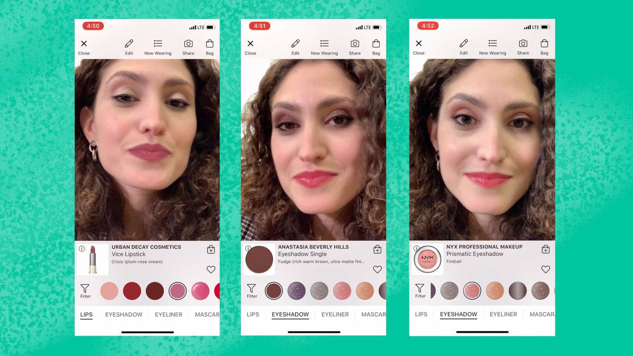 Ulta's Agustina Sartori tests virtual makeup in the Ulta Beauty iPhone app.