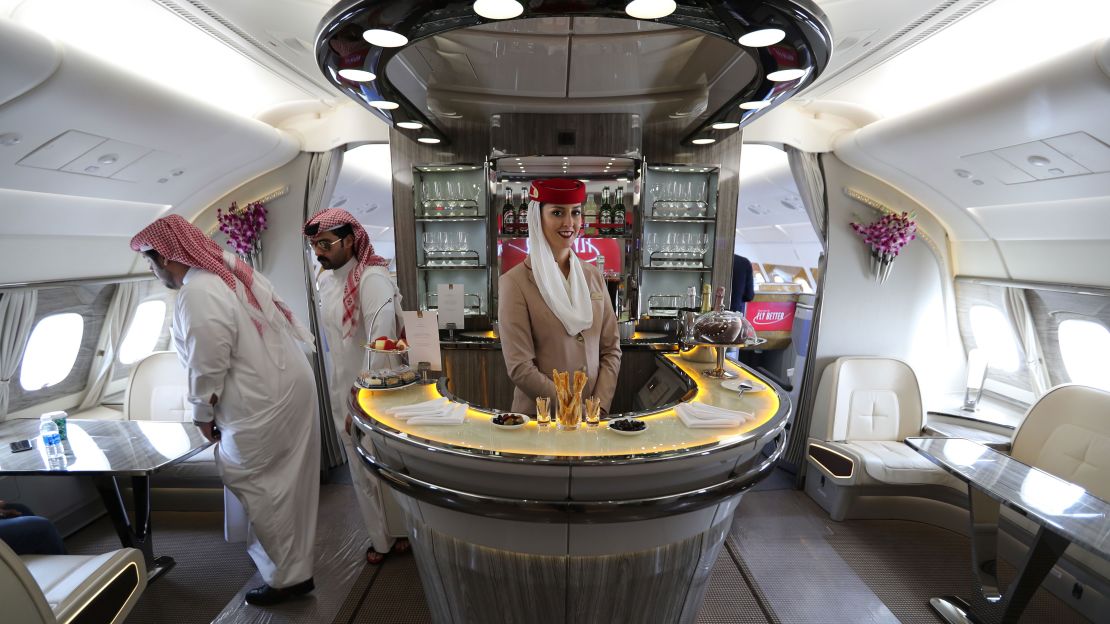 Emirates A380 aircraft have well-stocked onboard bars.