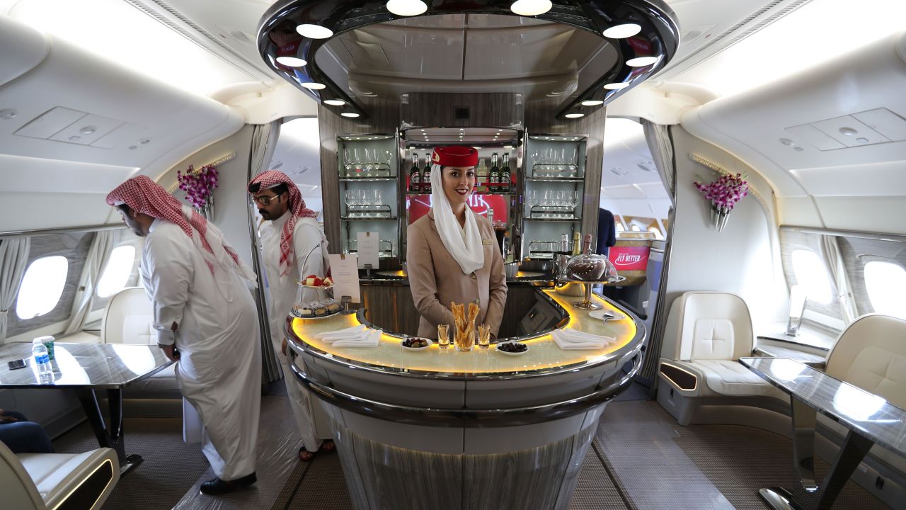 Emirates A380 aircraft have well-stocked onboard bars.