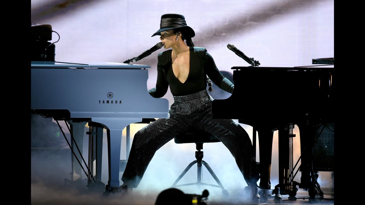 Grammys host Alicia Keys plays two pianos at once after coming back from a commercial break on Sunday, February 10. It was one of <a href="https://www.cnn.com/2019/02/11/entertainment/alicia-keys-grammys-host/index.html" target="_blank">the many standout moments for Keys,</a> who was the first female host of the show in 14 years.