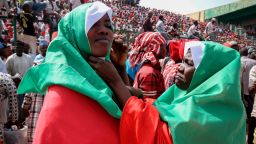 epa07361441 Peoples Democratic Party (PDP) supporters of Presidential candidate Atiku Abubakar attend a campaign rally at the Sani Abacha stadium in Kano, Nigeria, 10 February 2019 (issued 11 February 2019). Presidential elections in Nigeria are scheduled to take place on 16 February 2019.  EPA-EFE/GEORGE ESIRI