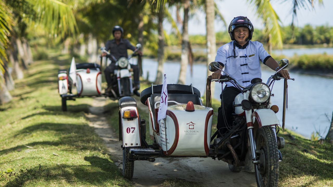 Victoria Hoi An Beach Resort owns a fleet of sidecars to take guests on tours around Hoi An.