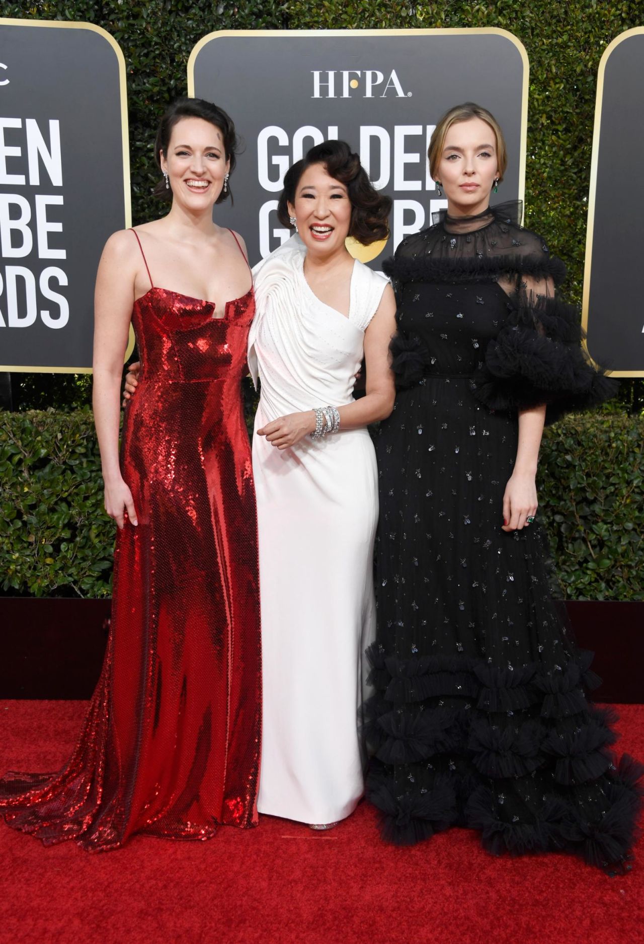 Stylist Elizabeth Saltzman ended up dressing Phoebe Waller-Bridge, Sandra Oh and Jodie for the 2019 Golden Globes. 