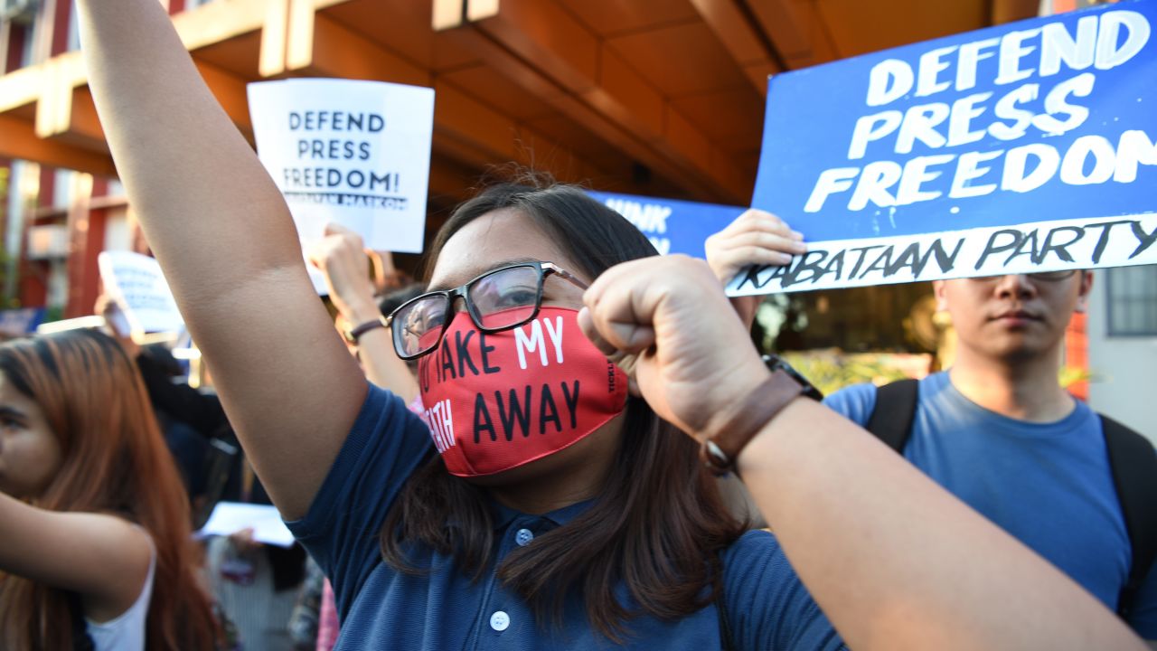 Students at a February protest in Manila in support of Rappler CEO Maria Ressa.