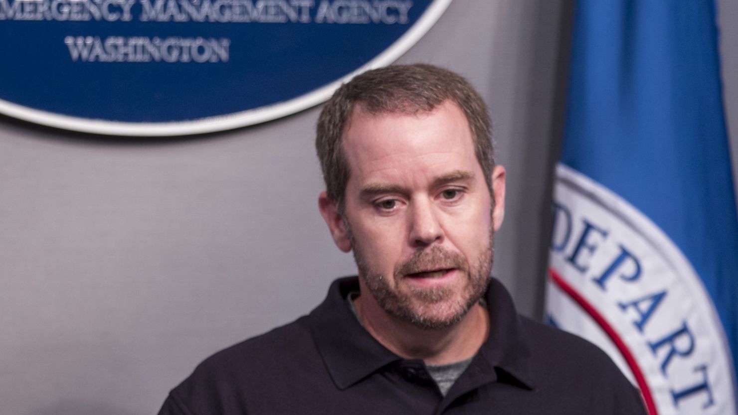 Jeff Byard speaks during a news conference on Hurricane Florence preparations at the FEMA headquarters in Washington on Wednesday, September 12, 2018.