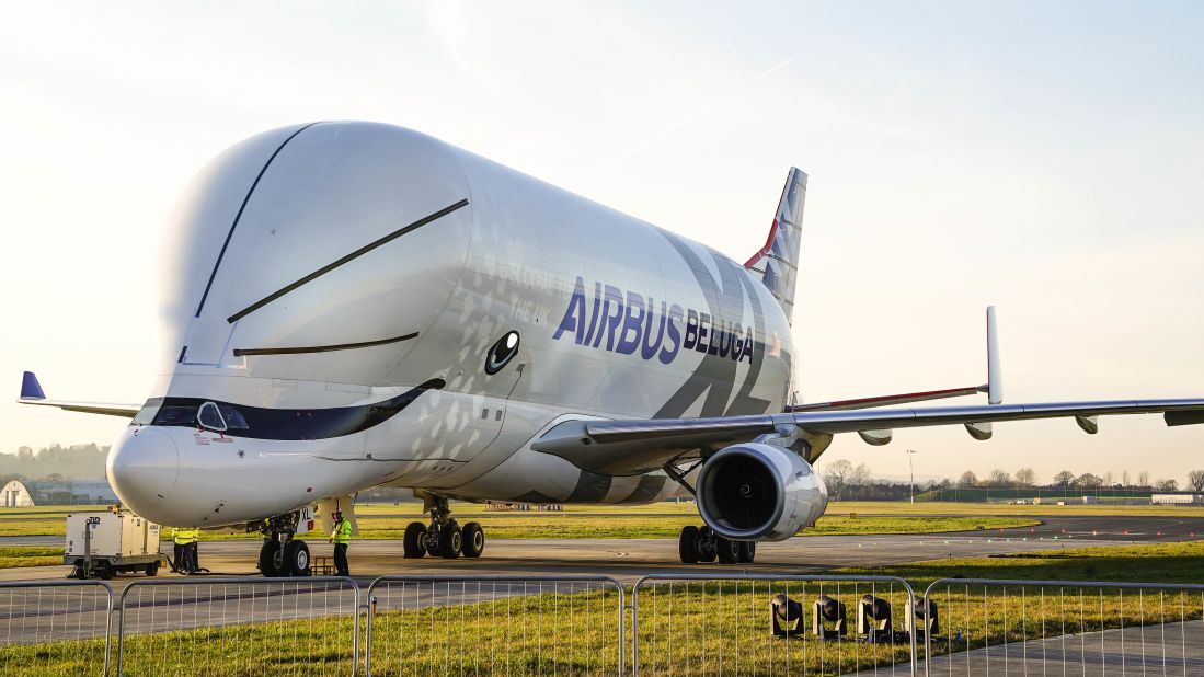 <strong>The 'flying whale': </strong>The Airbus Beluga XL visited the UK in February 2019 to undergo testing at Wales' Hawarden Airport. 