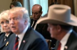 Stephen Miller looks on as President Trump hosts a discussion on border security 