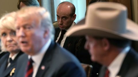 Stephen Miller looks on as President Trump hosts a discussion on border security