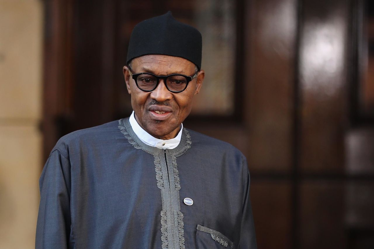 Nigerian President Muhammadu Buhari arrives for an anti-corruption summit in London in May 2016.