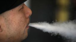 SOUTH SAN FRANCISCO, CA - JANUARY 23:  Jeremy Wong blows vapor from an e-cigarette at The Vaping Buddha on January 23, 2018 in South San Francisco, California. According to a 600 page report by the National Academy of Sciences, Engineering and Medicine, vaping was found to be far less hazardous than smoking.  (Photo by Justin Sullivan/Getty Images)