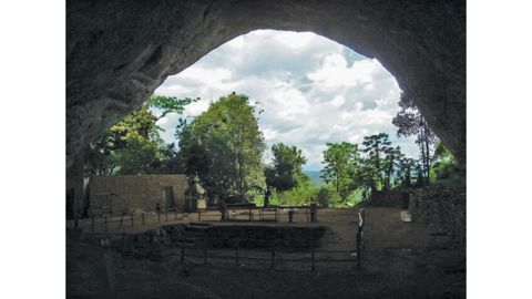The entrance of Fa-Hien Lena Cave in Sri Lanka.