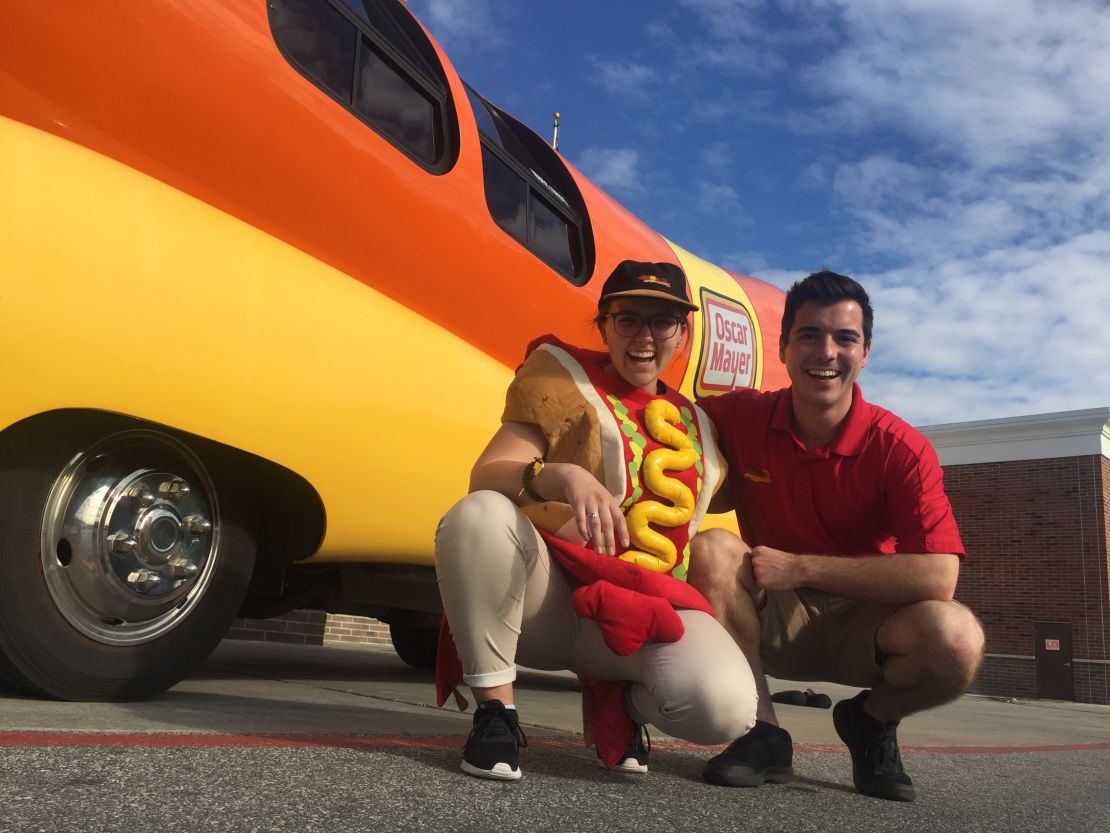 Hayley Rozman and Kyle Edwards are Oscar Mayer "Hotdoggers."