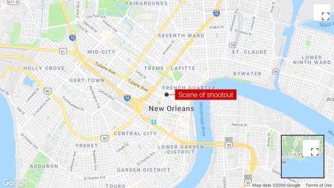 Five people were shot during a police shootout in New Orleans Sunday.